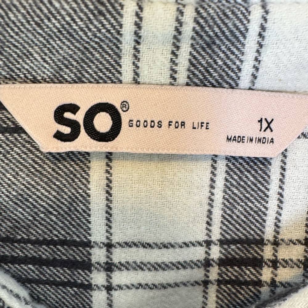SO Good For Life Plaid Dark Gray, Gray White Flannel Women's Plus Size Sz 1X NWT - Picture 6 of 9